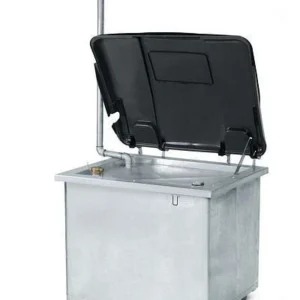 Collecteur d'huile usée DENIOS en acier galvanisé couvercle de protection en plastique + jauge 800 l 123-561 se f...