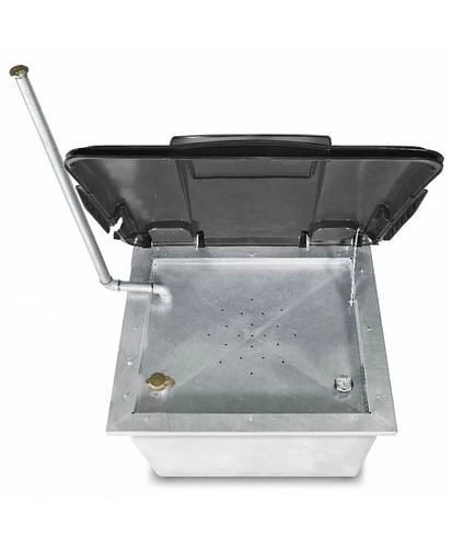 Collecteur d'huile usée DENIOS en acier galvanisé couvercle de protection en plastique + jauge 800 l 123-561 se f...