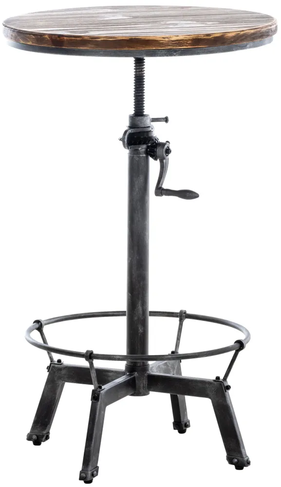 Sécurité commerciale Table haute en bois massif et métal argenté hauteur réglable style industriel TAB10064