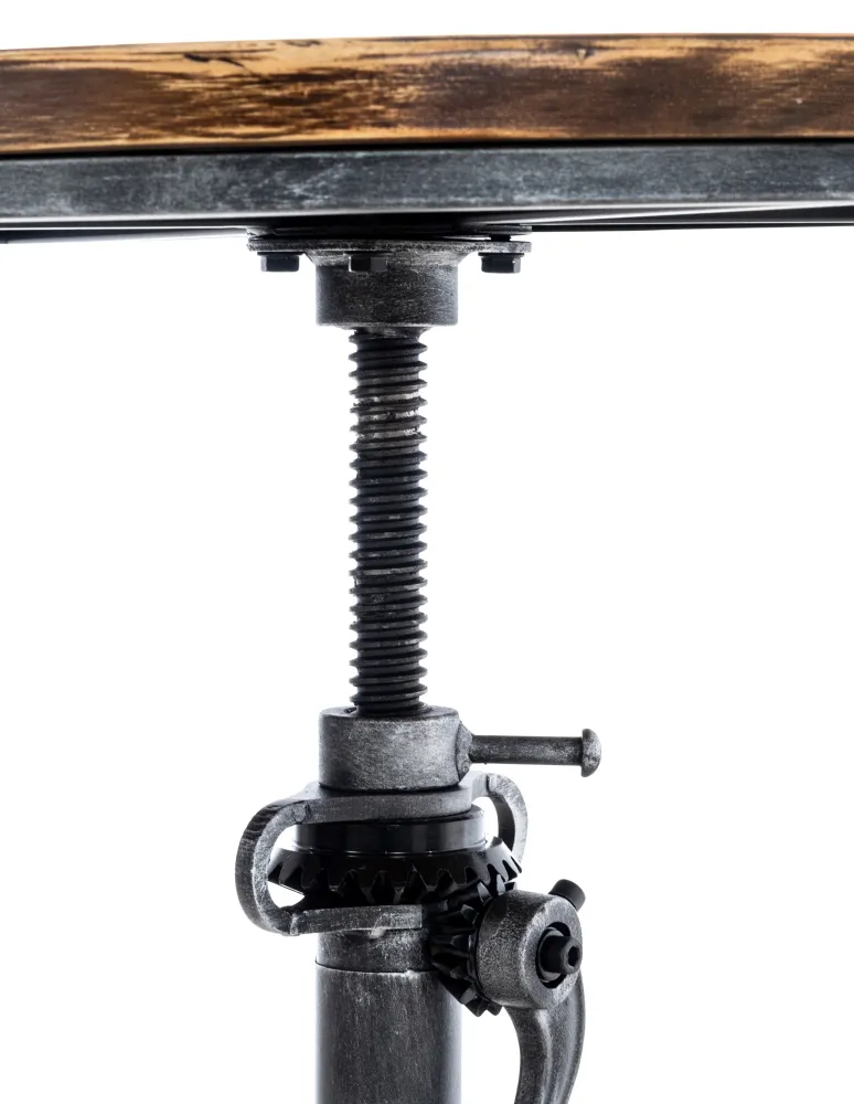 Sécurité commerciale Table haute en bois massif et métal argenté hauteur réglable style industriel TAB10064