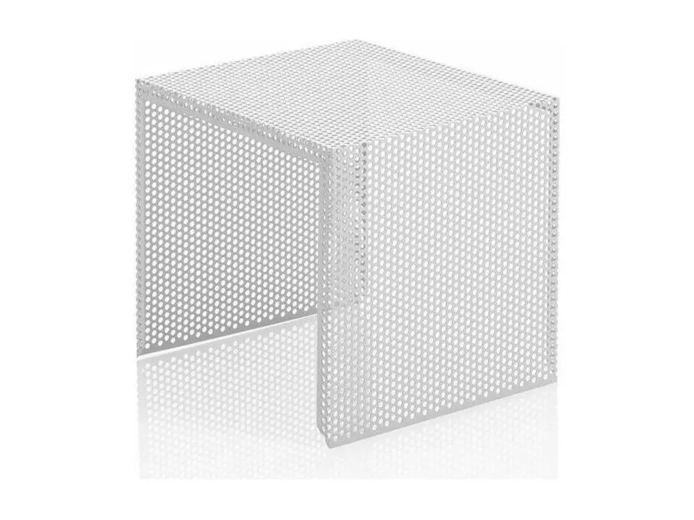 Table d'appoint gigogne métal blanc mat Sayo - Lot de 2 pour fourgons