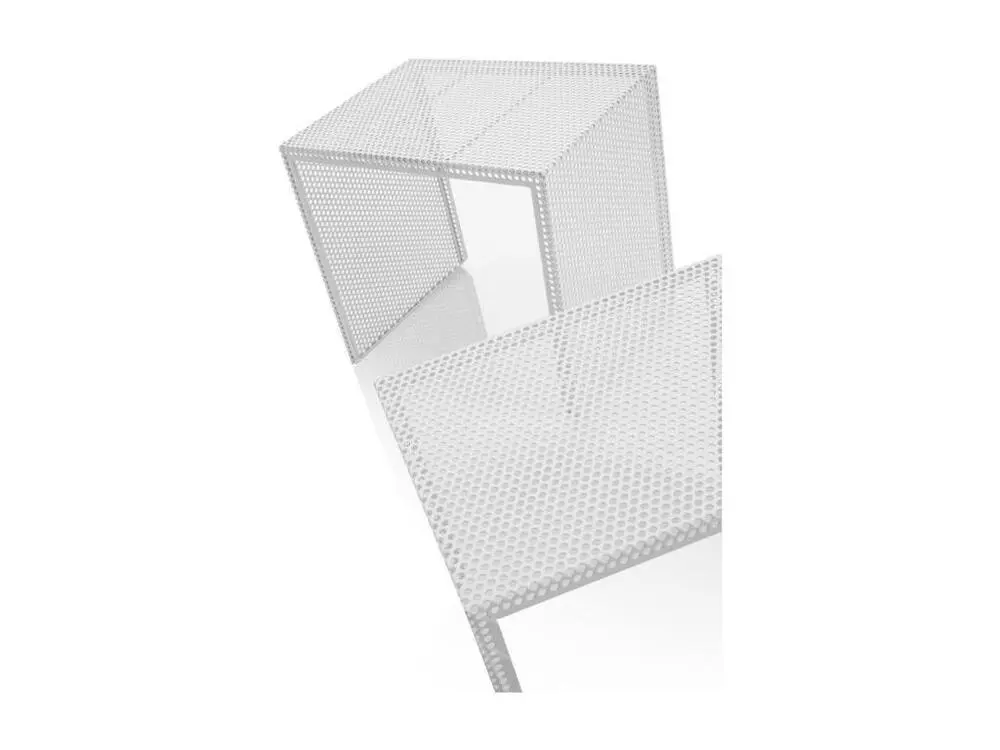 Table d'appoint gigogne métal blanc mat Sayo - Lot de 2 pour fourgons