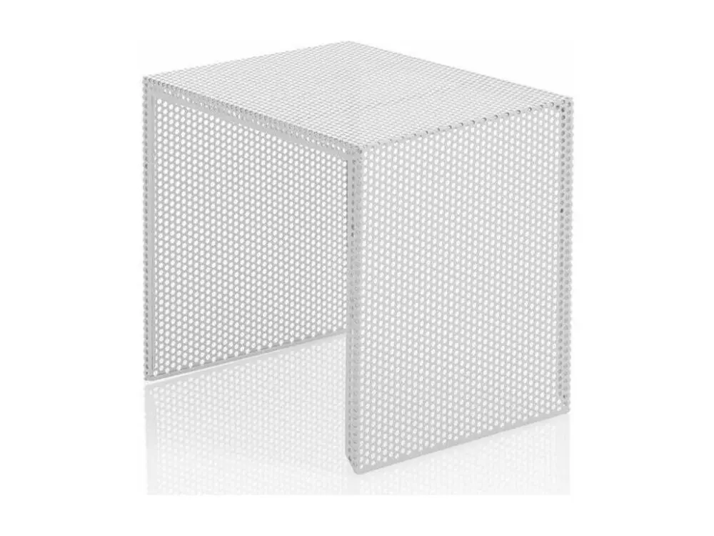 Table d'appoint gigogne métal blanc mat Sayo - Lot de 2 pour fourgons