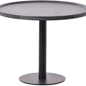 Table d'appoint récent plateau rond en bois gris Ø60cm design avec pied central en métal noir 10_0009149