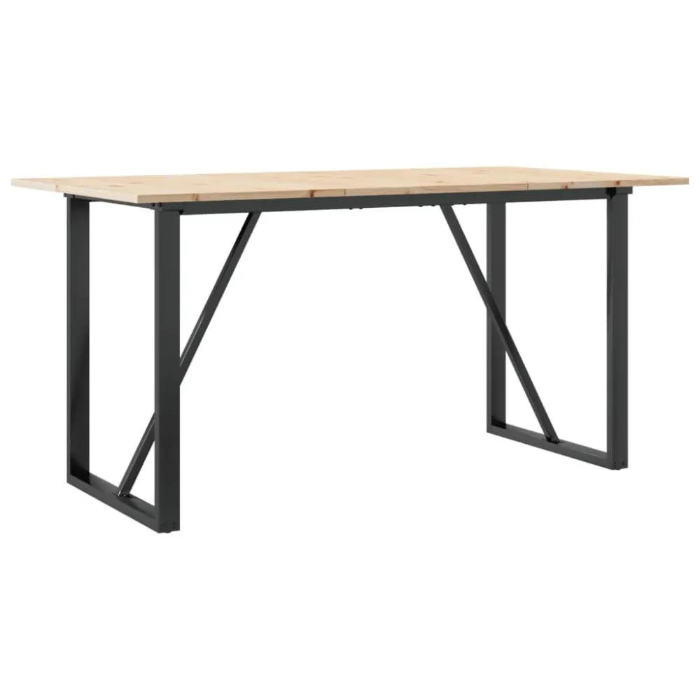 Table de salle à manger design industriel 140 x 80 x 75 cm bois de pin massif et acier DEC036782