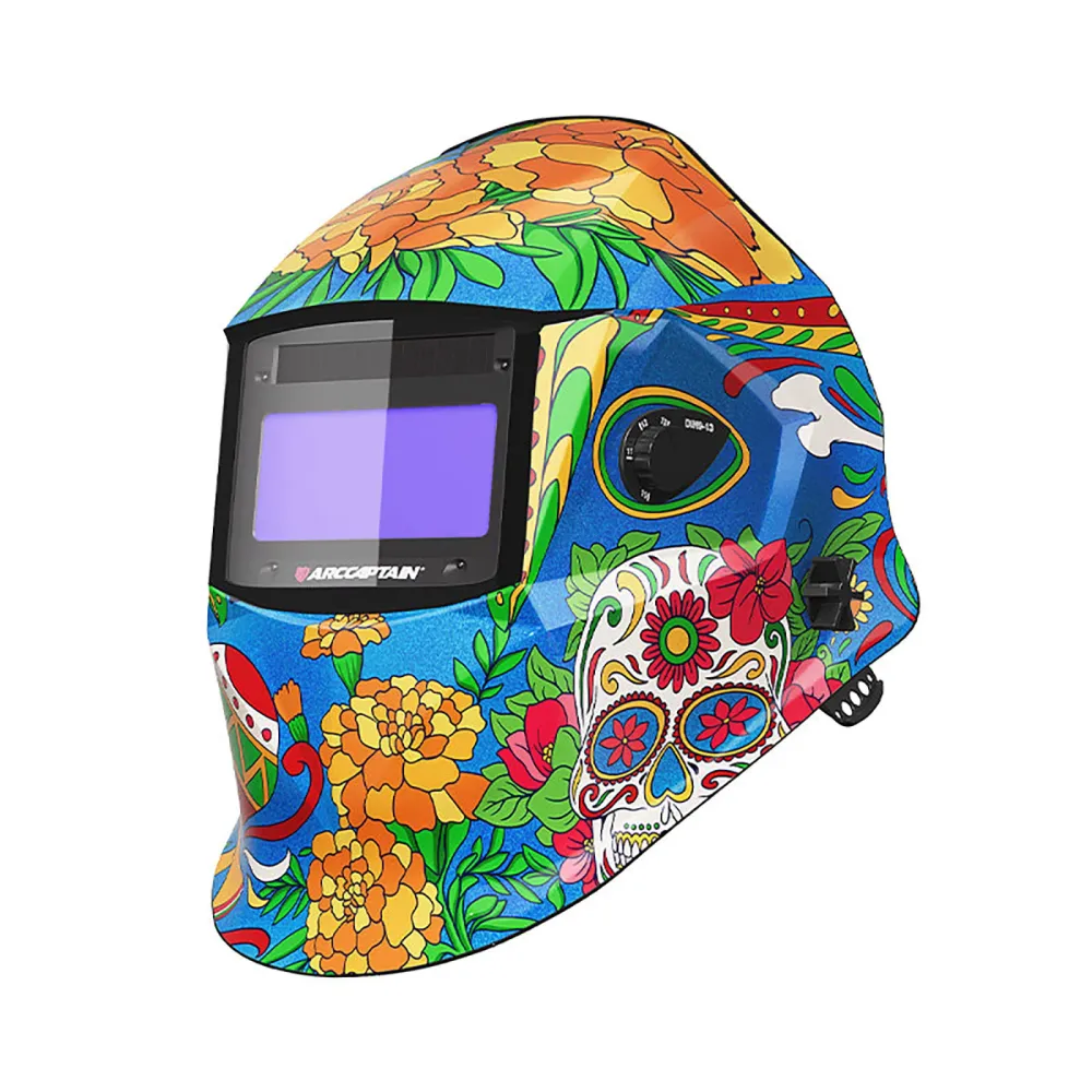 Arccaptain Sugar Skull Print Digitale Auto-Darkening Welding Helmet Sensitivity Control
