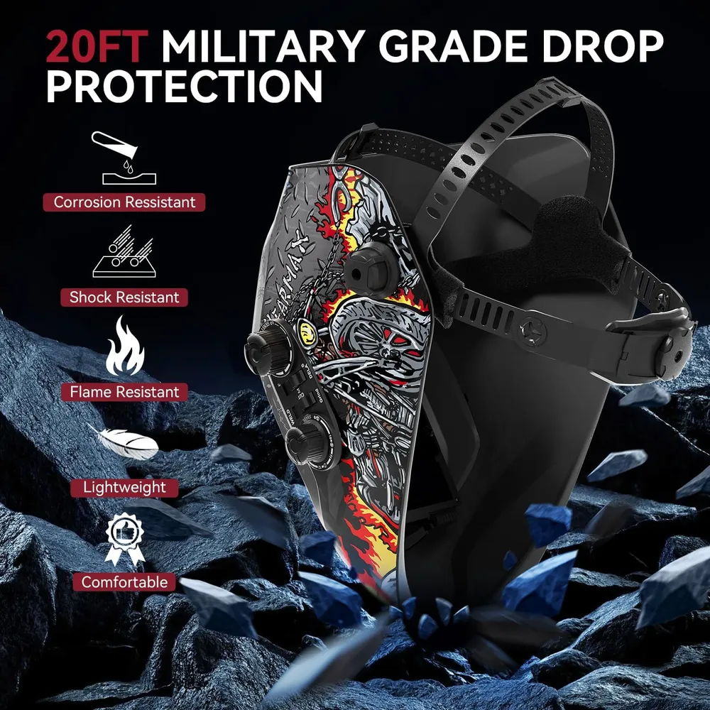 ARCCAPTAIN Étendu View Auto-Darkening Skeletonknight Design Welding Helmet