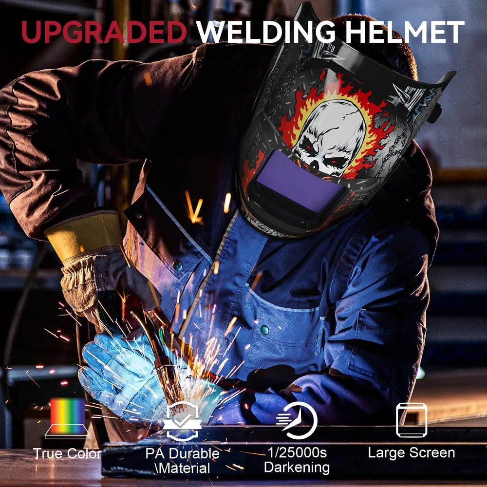 ARCCAPTAIN Étendu View Auto-Darkening Skeletonknight Design Welding Helmet