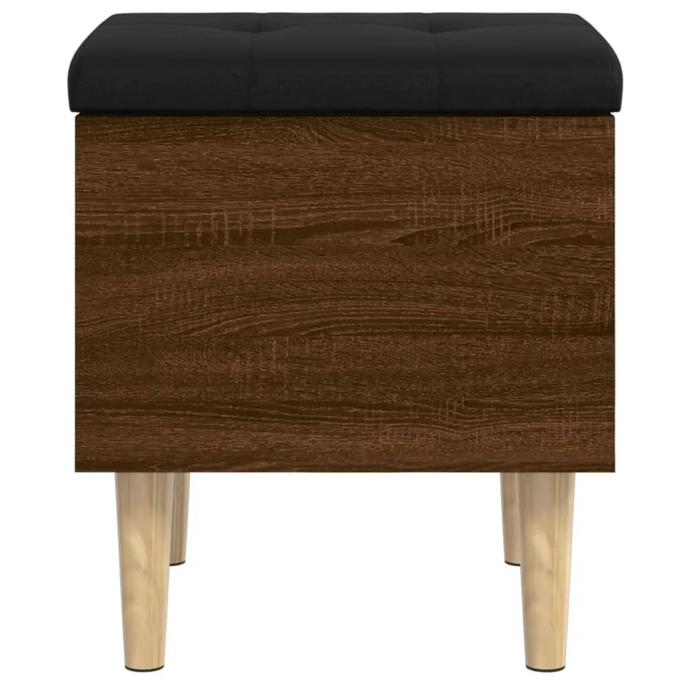 Banc banquette de rangement avec coussin d'assise noir 42 x 42 x 46 cm bois d'ingénierie couleur chêne marron DEC024737