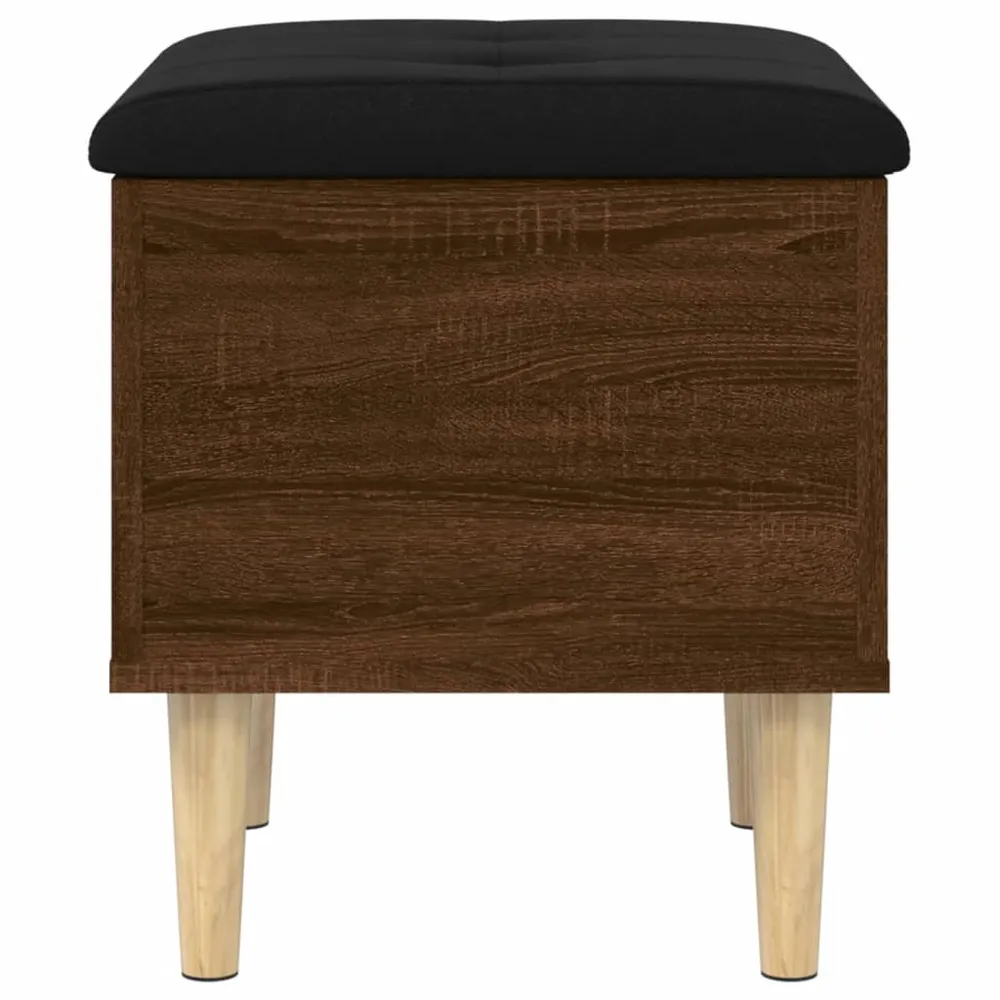 Banc banquette de rangement avec coussin d'assise noir 42 x 42 x 46 cm bois d'ingénierie couleur chêne marron DEC024737