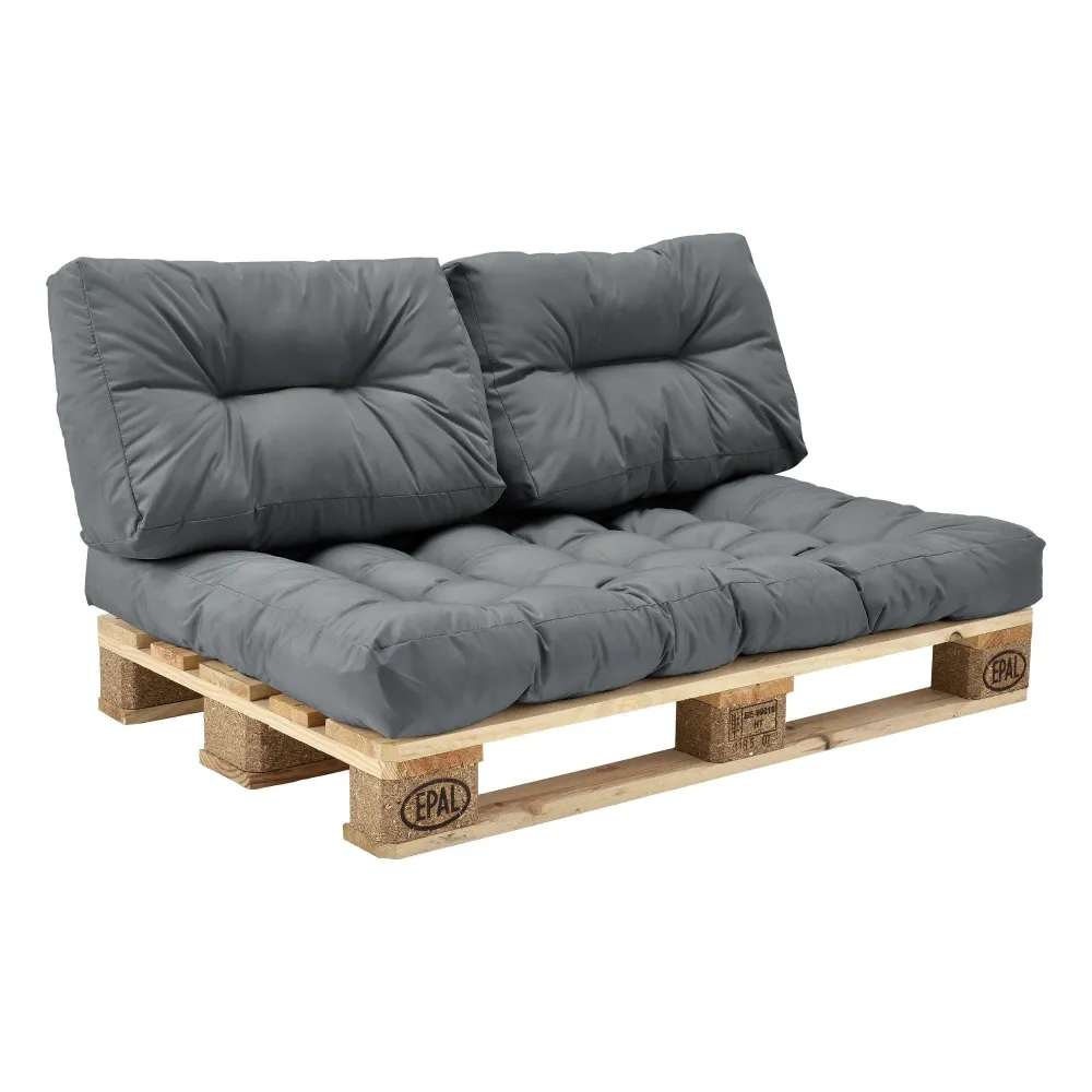 Coussin de siège et coussin de dossier pour canapé palette gris brillant 03_0005049