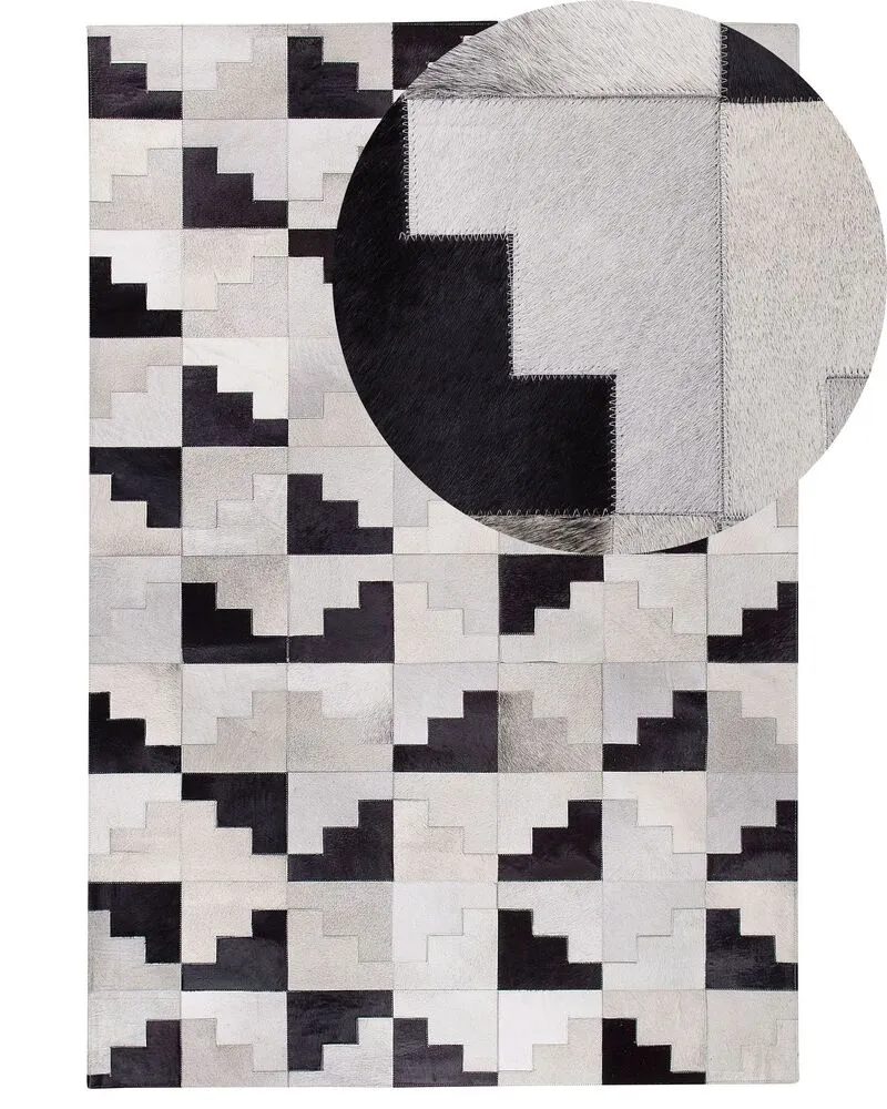 Cowhide Area Rug 160 x 230 cm Noir jais Grey EFIRLI