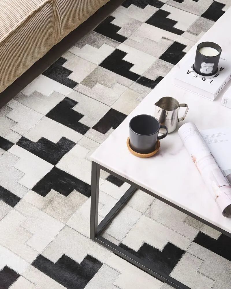 Cowhide Area Rug 160 x 230 cm Noir jais Grey EFIRLI