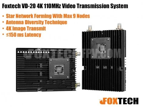 Foxtech VD-20 - Système de transmission émetteur et récepteur de liaison vidéo de données sans fil longue portée 4K 110 MH...
