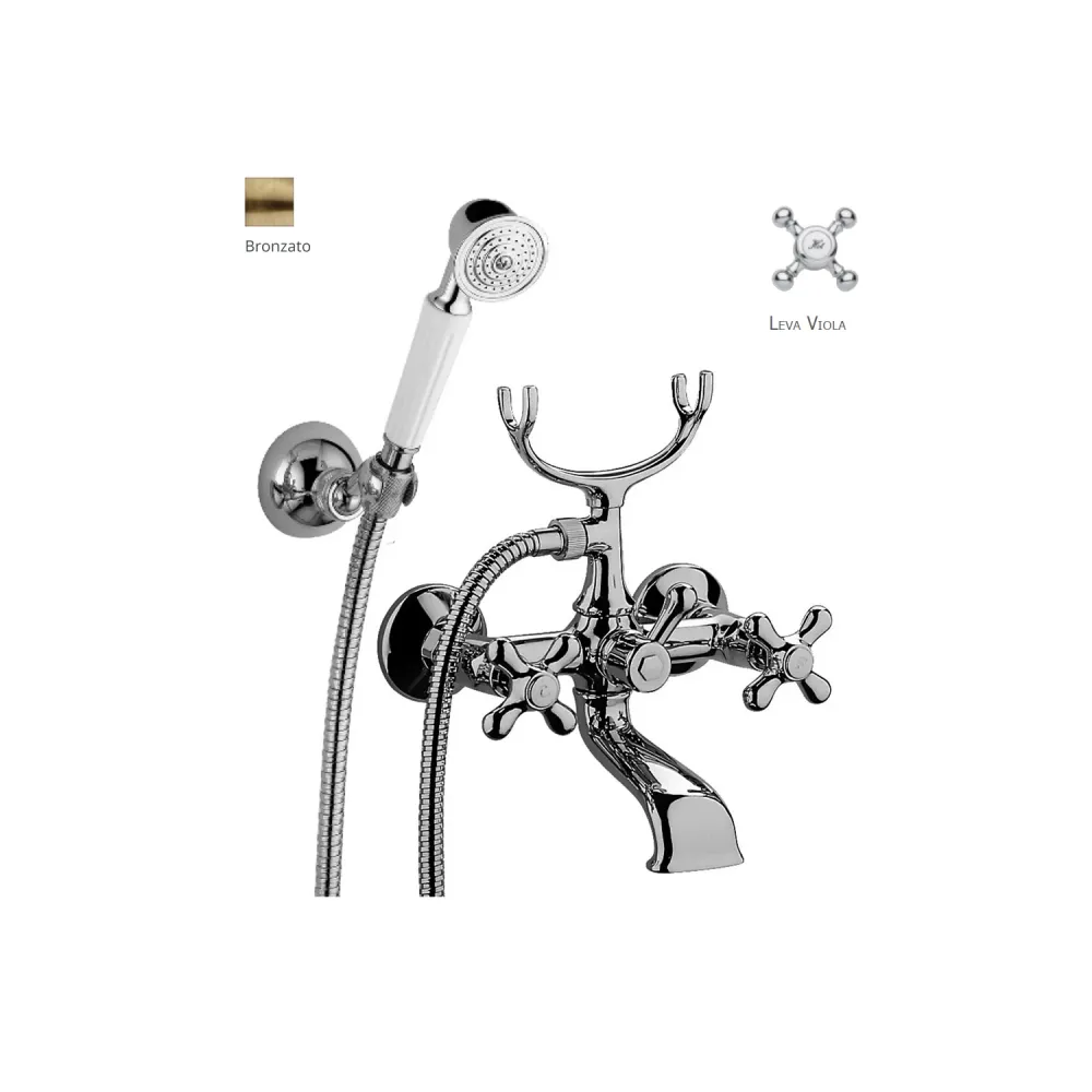 Groupe baignoire/douche de luxe avec déviateur et flexibles de 1500 mm Paffoni série Viola - Bronzé