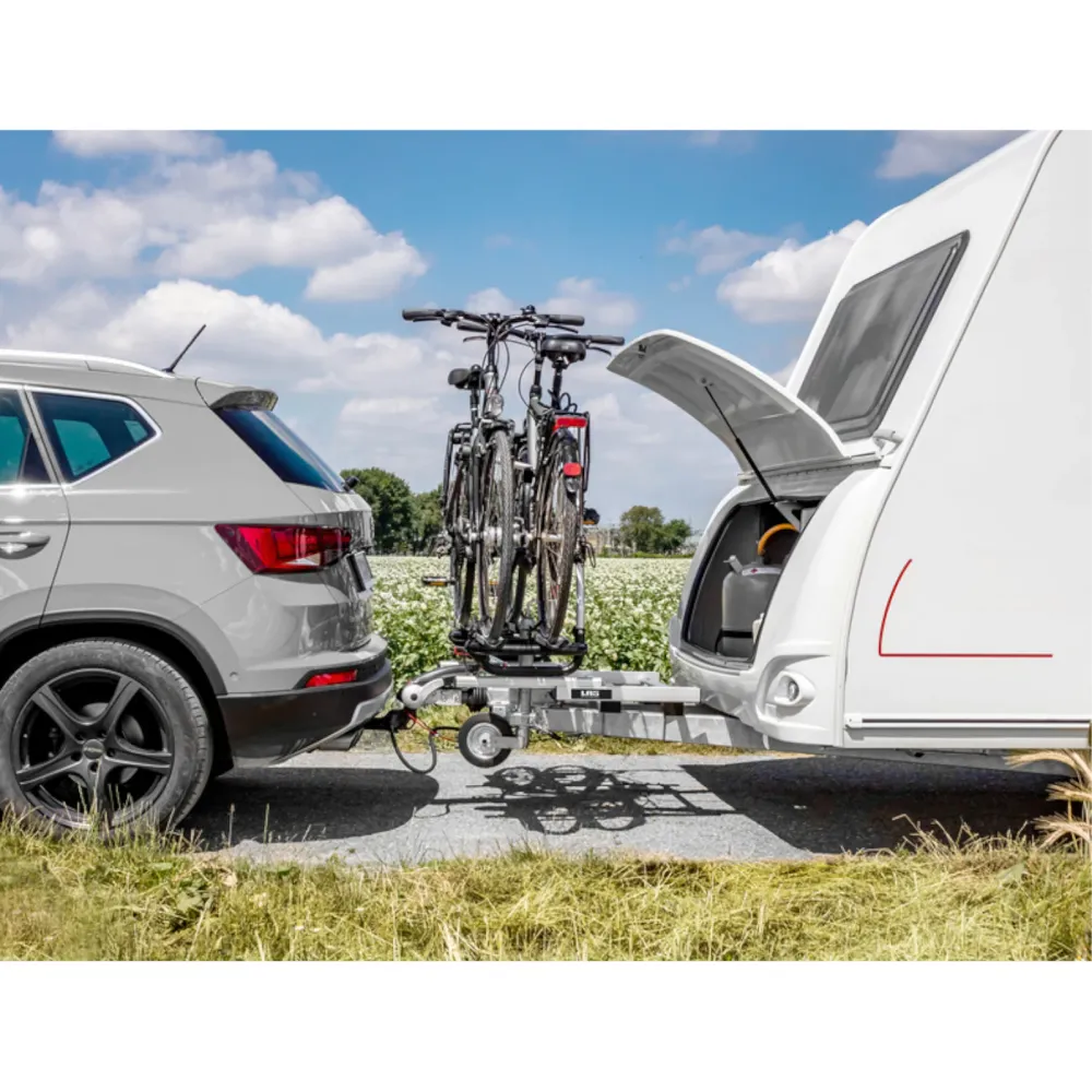 LAS Wohnwagendeichsel Fahrradträger für 2 Fahrräder / E-Bike - 60 Kg ausziehbar