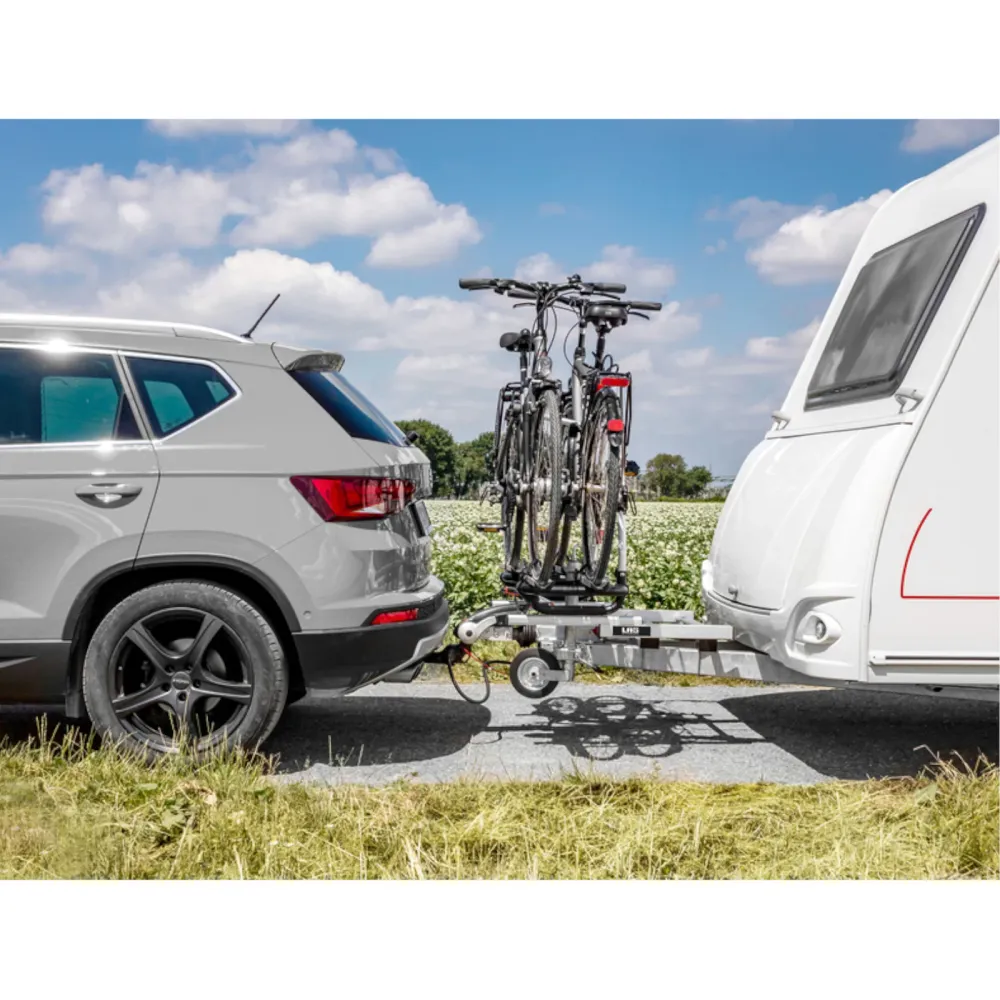 LAS Wohnwagendeichsel Fahrradträger für 2 Fahrräder / E-Bike - 60 Kg ausziehbar