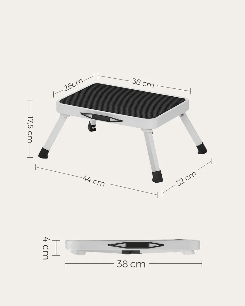 Marchepied à 1 niveau escabeau échelle tabouret en acier antidéparant pliable avec poignée capacité de charge 150 kg excel...