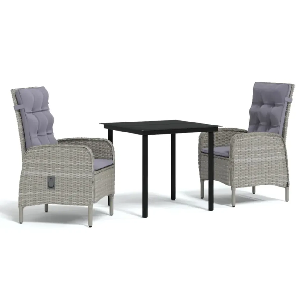 Mobilier à dîner d'extérieur avec coussins 3 pièces gris et noir 02_0014698