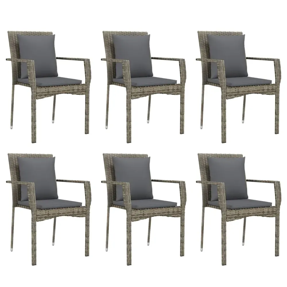 Mobilier à dîner de jardin et coussins 7 pièces gris rotin 02_0014901