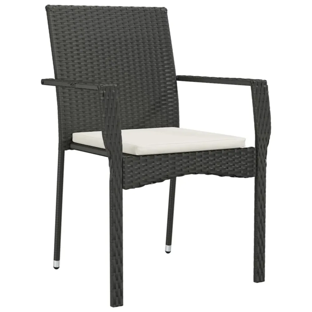 Mobilier à dîner de jardin et coussins 5 pièces noir résine tressée 02_0014872