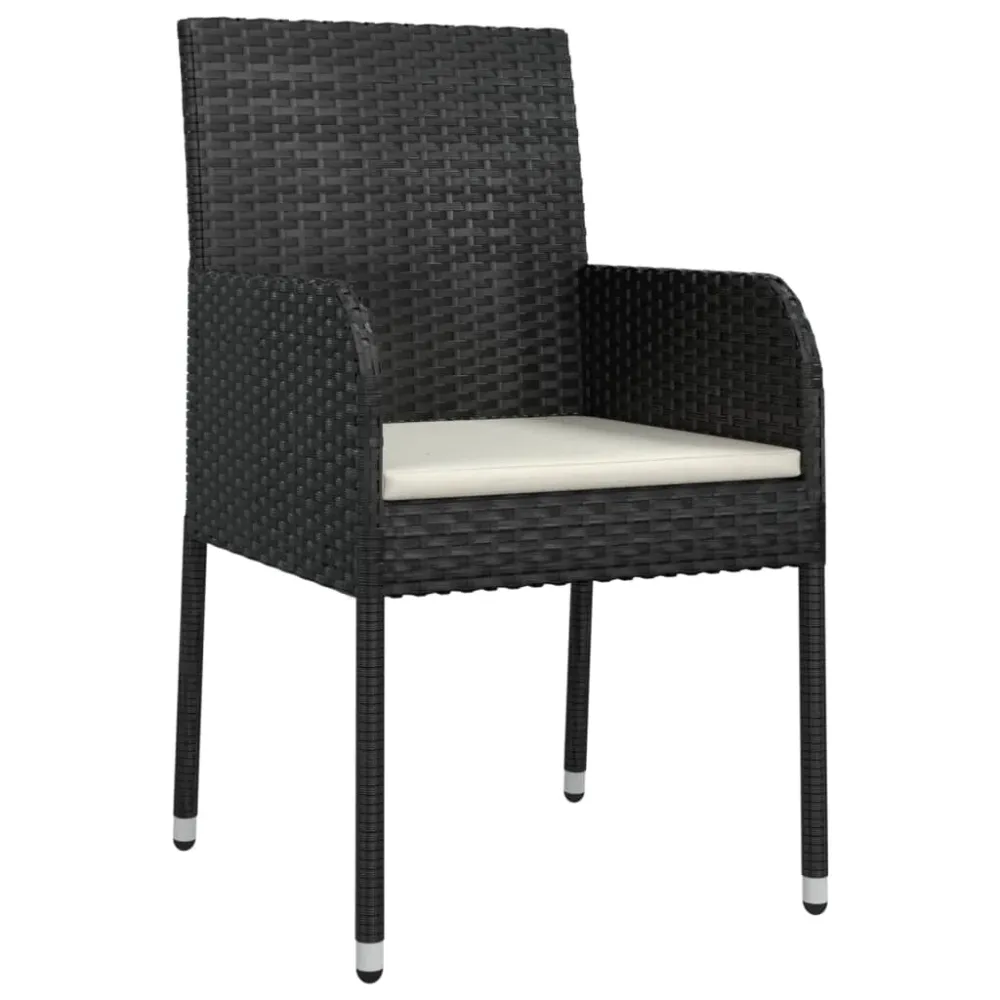 Mobilier à dîner de jardin et coussins 5 pièces noir résine tressée 02_0014878