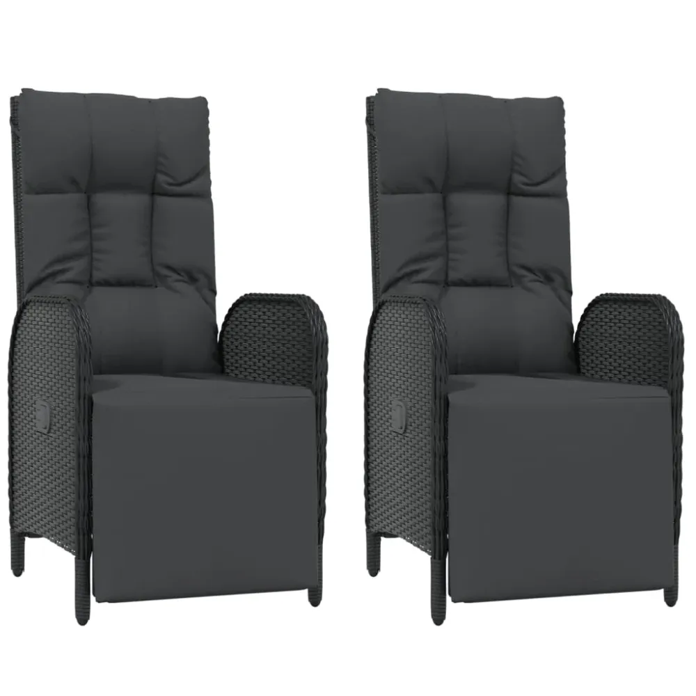 Mobilier à dîner de jardin et coussins 5 pièces noir résine tressée 02_0014882