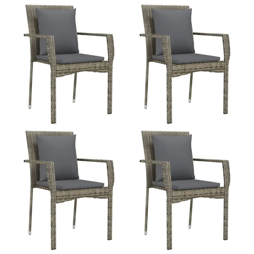 Mobilier à dîner de jardin et coussins 5 pièces noir et gris 02_0014862
