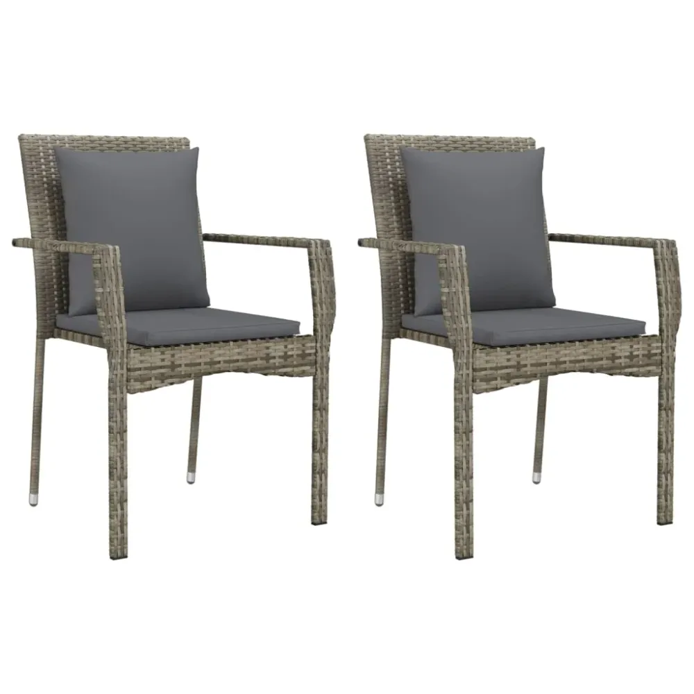 Mobilier à dîner de jardin 3 pièces avec coussins noir et gris 02_0014760