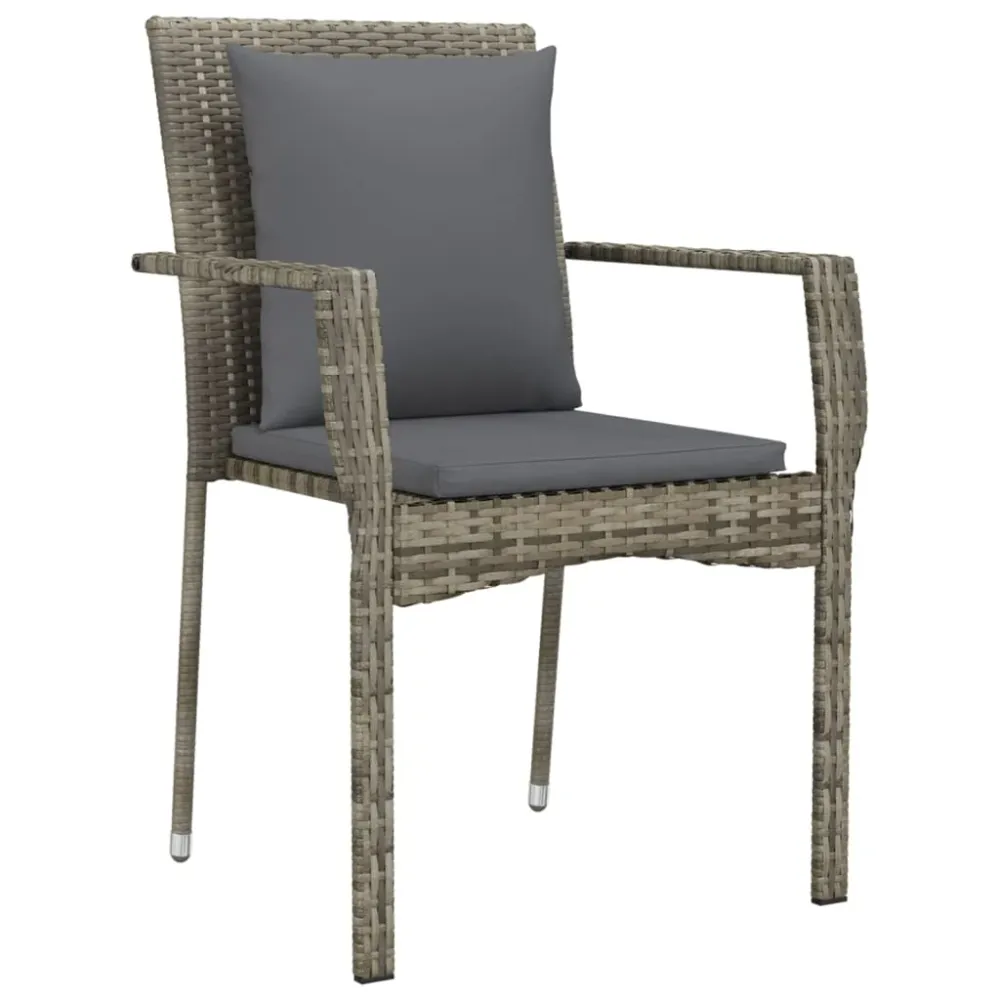 Mobilier à dîner de jardin 3 pièces avec coussins noir et gris 02_0014760