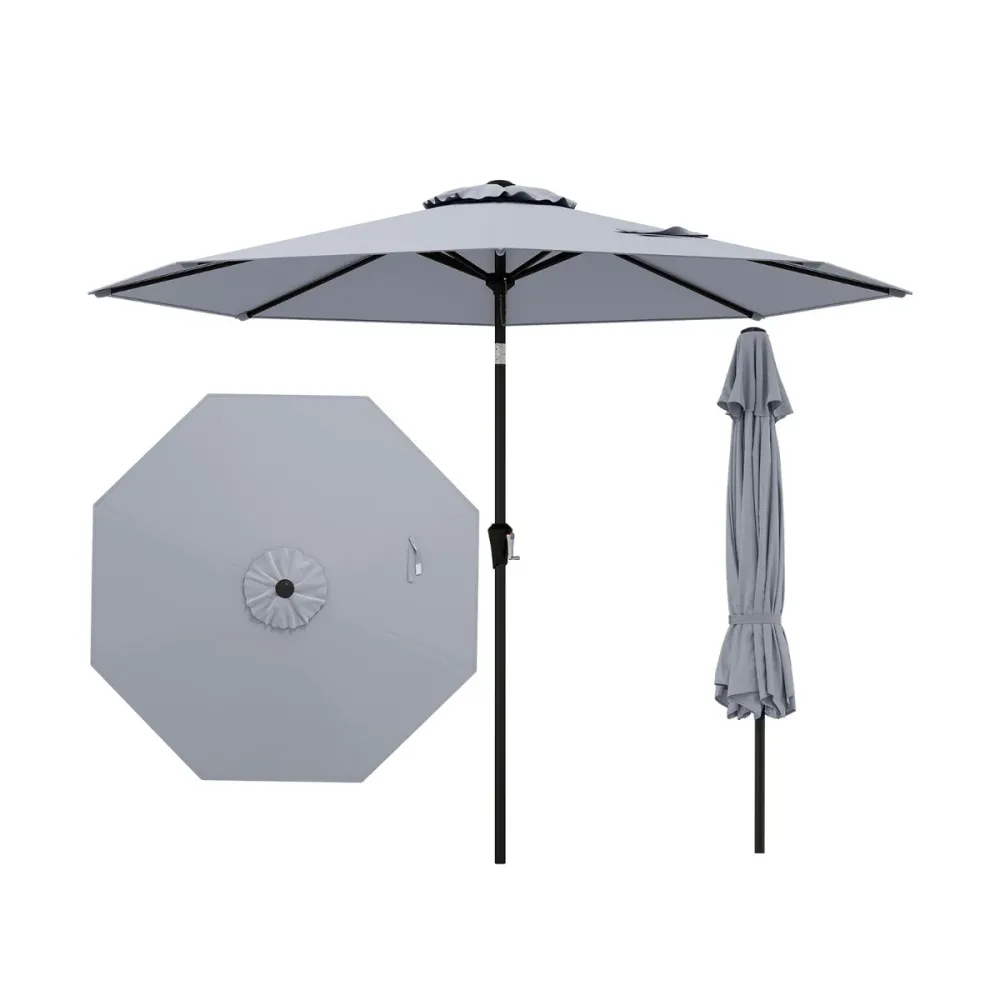 Parasol de patio 270 x 270 x 240 cm inclinaison facile structure résistant finition gris 20_0012983