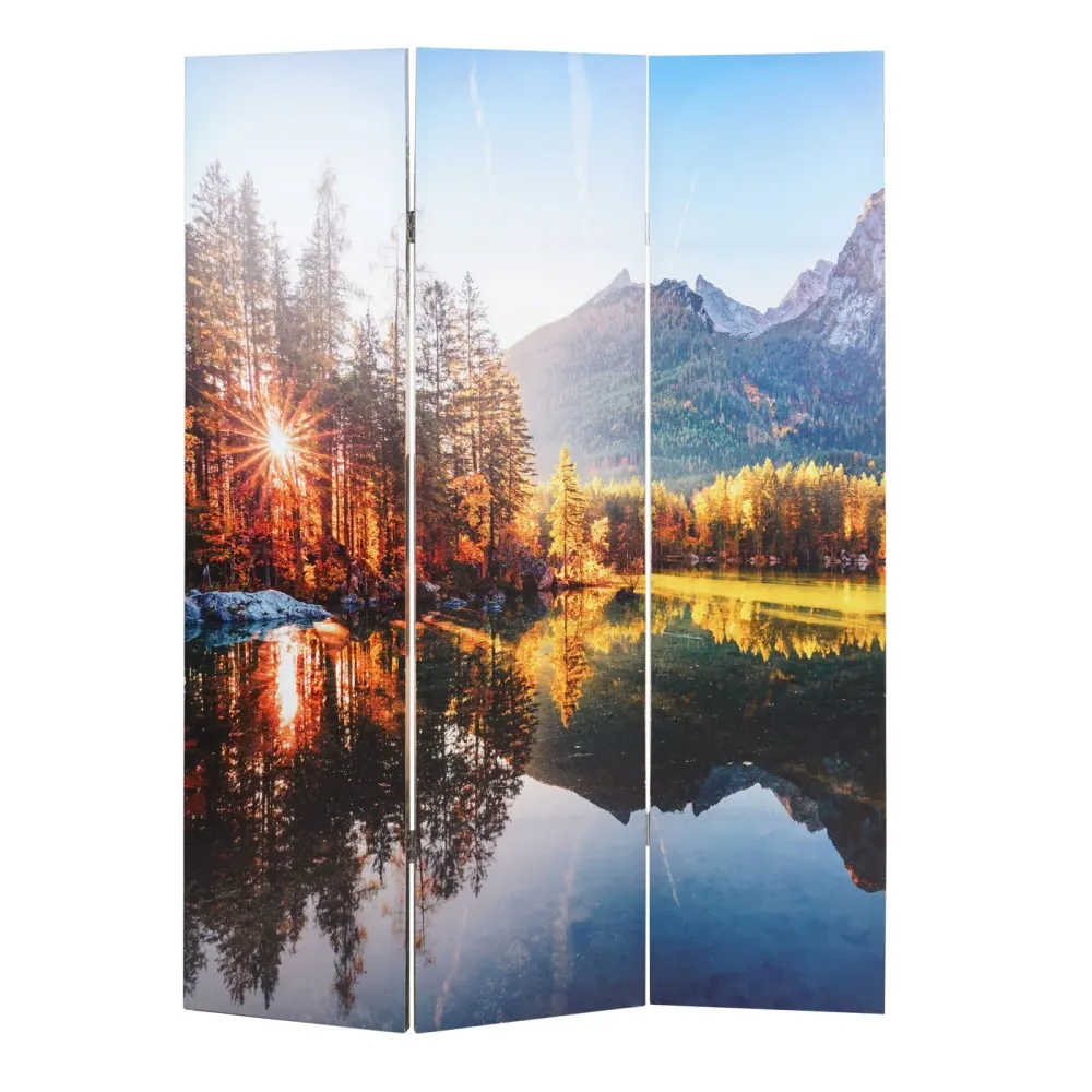 Paravent photo avec isolation phonique cloison de séparation acoustique 180 x 122 cm Lac forestier 04_0008060