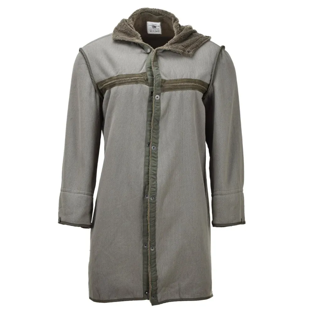 Parka longue militaire allemande originale avec doublure en fausse fourrure et capuche thermique olive