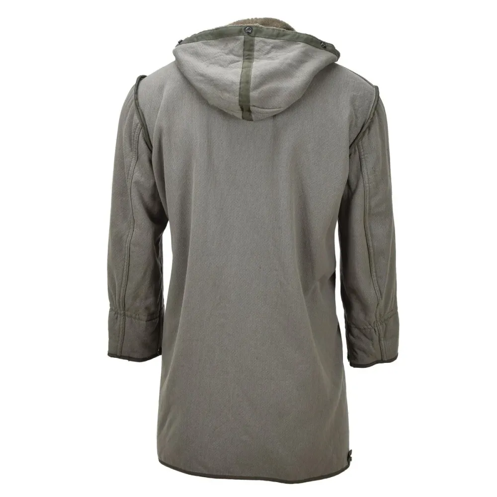 Parka longue militaire allemande originale avec doublure en fausse fourrure et capuche thermique olive