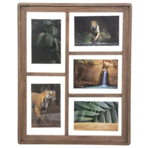 Pêle-mêle Multivues 5 Photos en Bois de Manguier et Verre 38 x 47 cm