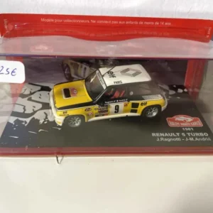 Renault 5 Turbo jaune, noire et blanche numéro 9 - rallye de Monté-Carlo de 1981