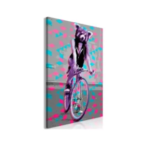 Tableau Raccoon On Bike (1 Part) Vertical : Taille - 80 x 120 cm