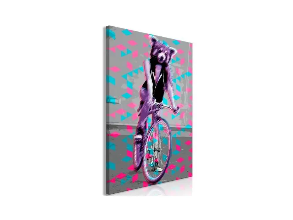 Tableau Raccoon On Bike (1 Part) Vertical : Taille - 80 x 120 cm
