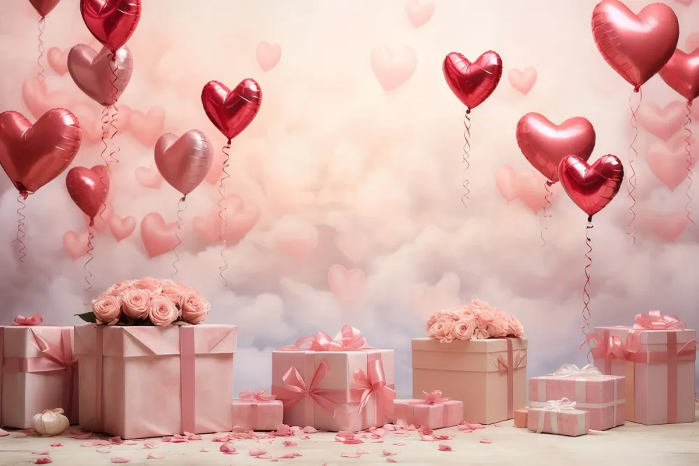 Toile de fond Saint-Valentin Ballons Cœur Romantiques Cadeaux Photographie MRR9-86