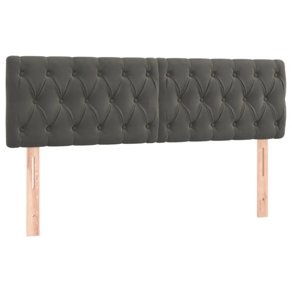 Tête de lit accessoire couchage chambre à coucher meuble capitonné en 2 parties 72 x 7 x 78/888 cm tissu velours gris somb...