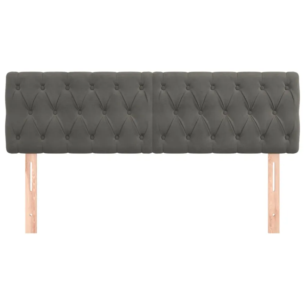 Tête de lit accessoire couchage chambre à coucher meuble capitonné en 2 parties 72 x 7 x 78/888 cm tissu velours gris somb...