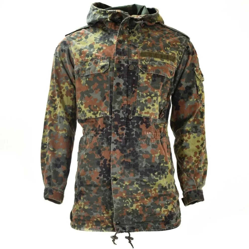 Veste de campagne parka originale de l'armée allemande, camouflage Flecktarn avec doublure