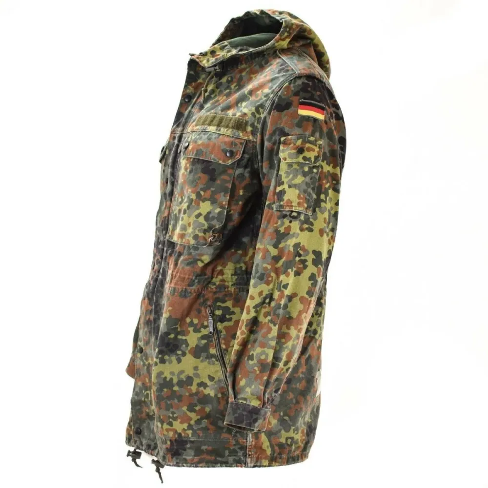 Veste de campagne parka originale de l'armée allemande, camouflage Flecktarn avec doublure