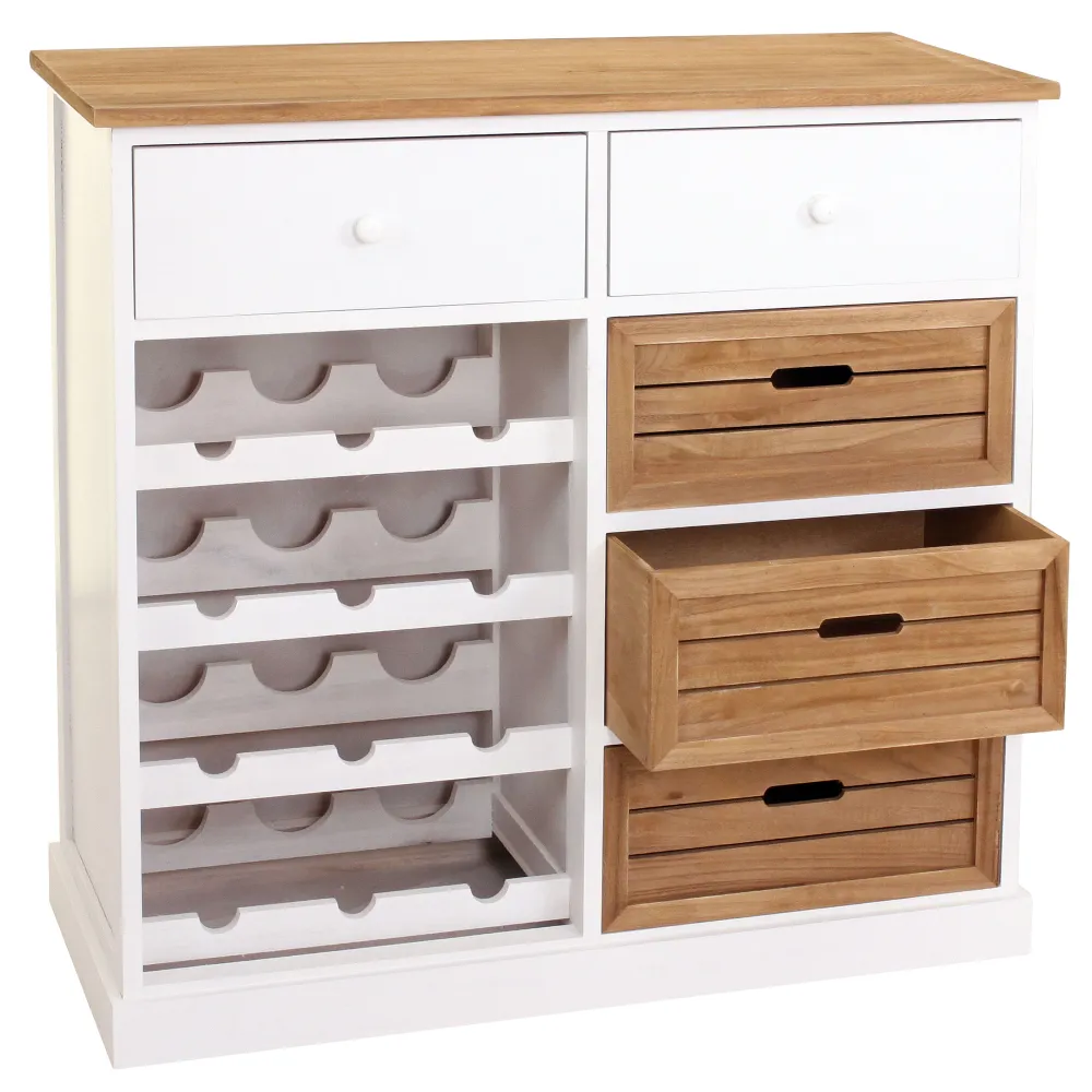 Casier à vin casier pour 12 bouteilles avec tiroirs style rustique 86x87x37cm 04_0004316