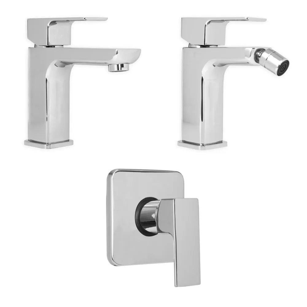 Certifié CE Ensemble de mélangeurs pour lavabo, bidet et douche à une voie Nix en laiton chromé