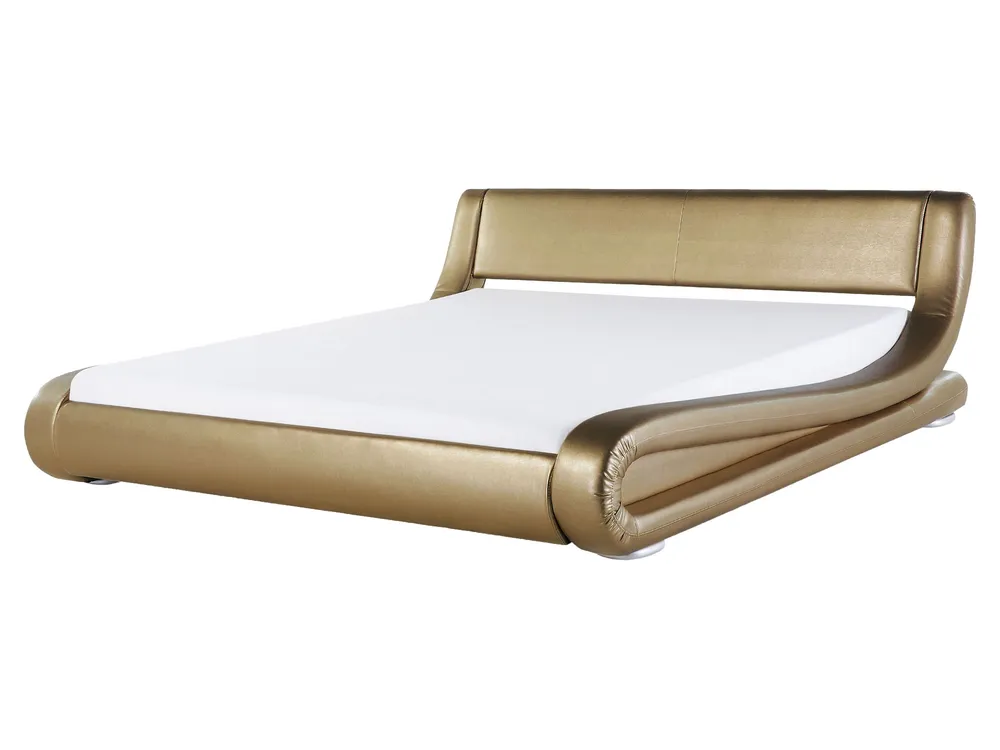 Leather EU King Size Waterbed Effet or AVIGNON