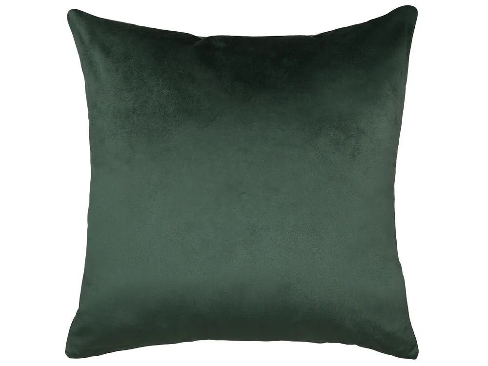 Set 2 Velours Cushions Leaf Pattern 45 x 45 cm Emerald Green MISTLETOE