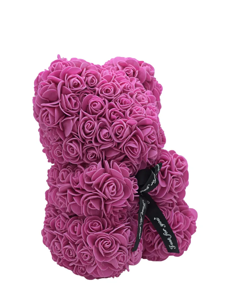 Lovers Design Floral Teddy Bear - Violet