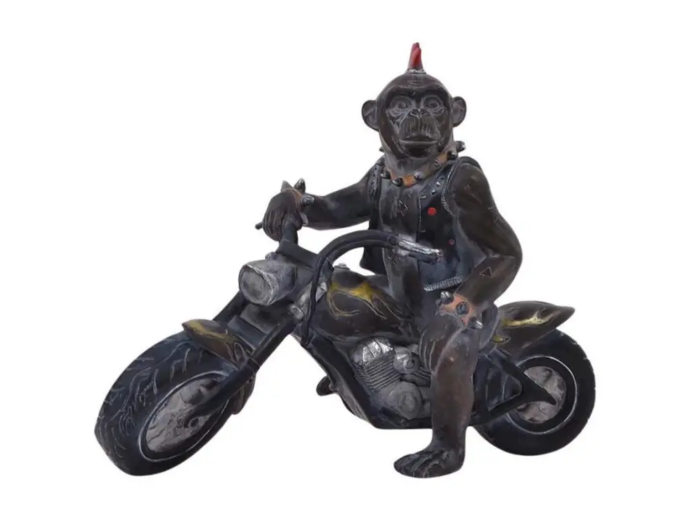 Statuette animal motard en polyrésine Singe - Compatible Universelle