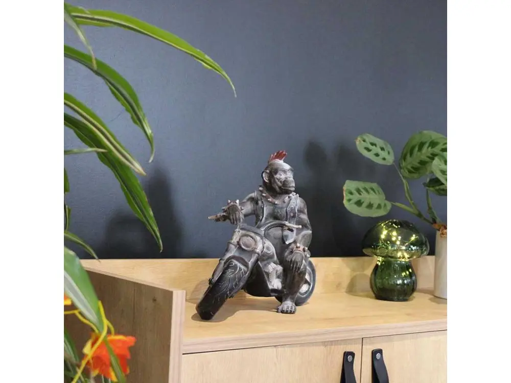Statuette animal motard en polyrésine Singe - Compatible Universelle
